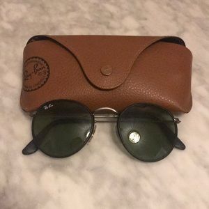 Ray ban round leather trim sunglasses